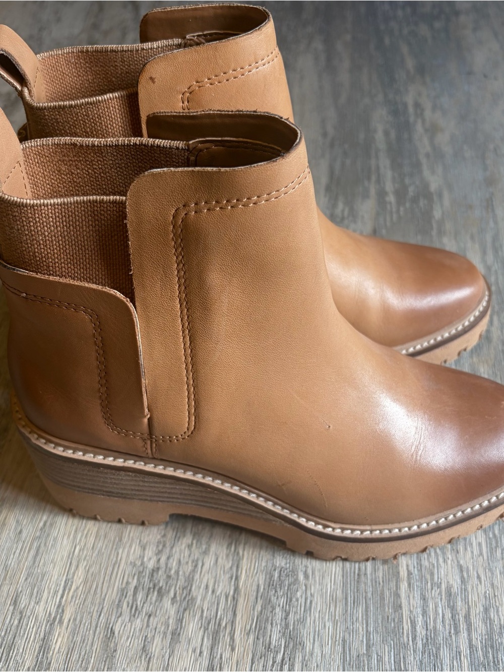 Vince Camuto Tan Chelsea Ankle Boots with Lug Sole